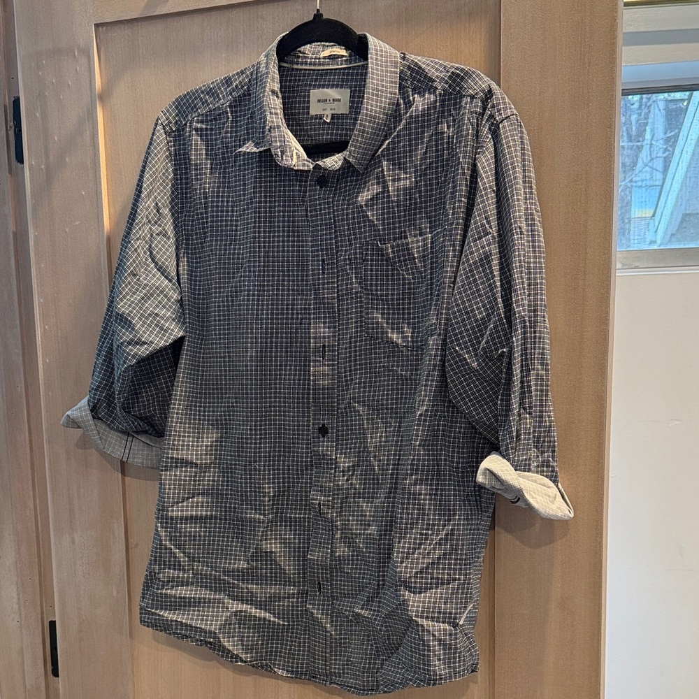 Men's Checkered Button-Down Shirt - Black and White